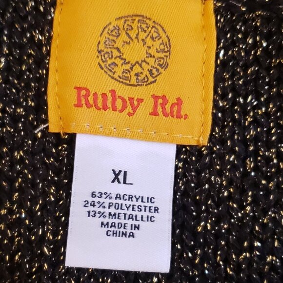 Women's Black Embellished Scoop-Neck Metallic Pullover Sweater by Ruby Rd, SZ XL - Picture 8 of 10